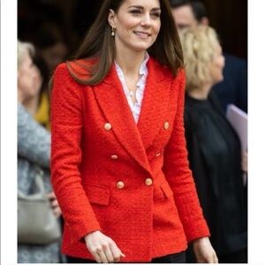 Zara Bold Red Double-Breasted Blazer